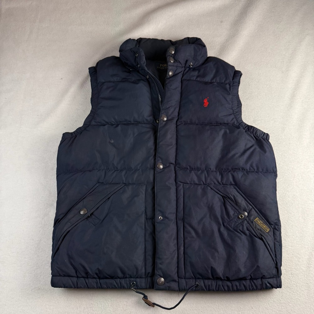 Polo Ralph Lauren Mens Navy Blue Down Puffer Vest Size M Red Pony Logo